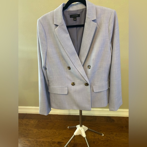 Ann Taylor Light Blue Double-Breasted Blazer and Pants Set - Picture 3 of 12